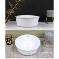 Pet Feeding Bowl White Rounded Ceramic Dog Bowl